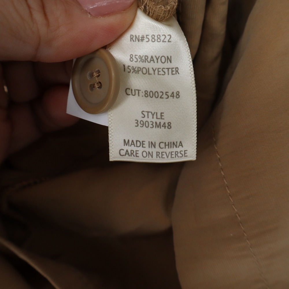 Max Studio Womens Utility Jumpsuit Tan Brown Long Sleeve Tie Waist Size M - Picture 3 of 5